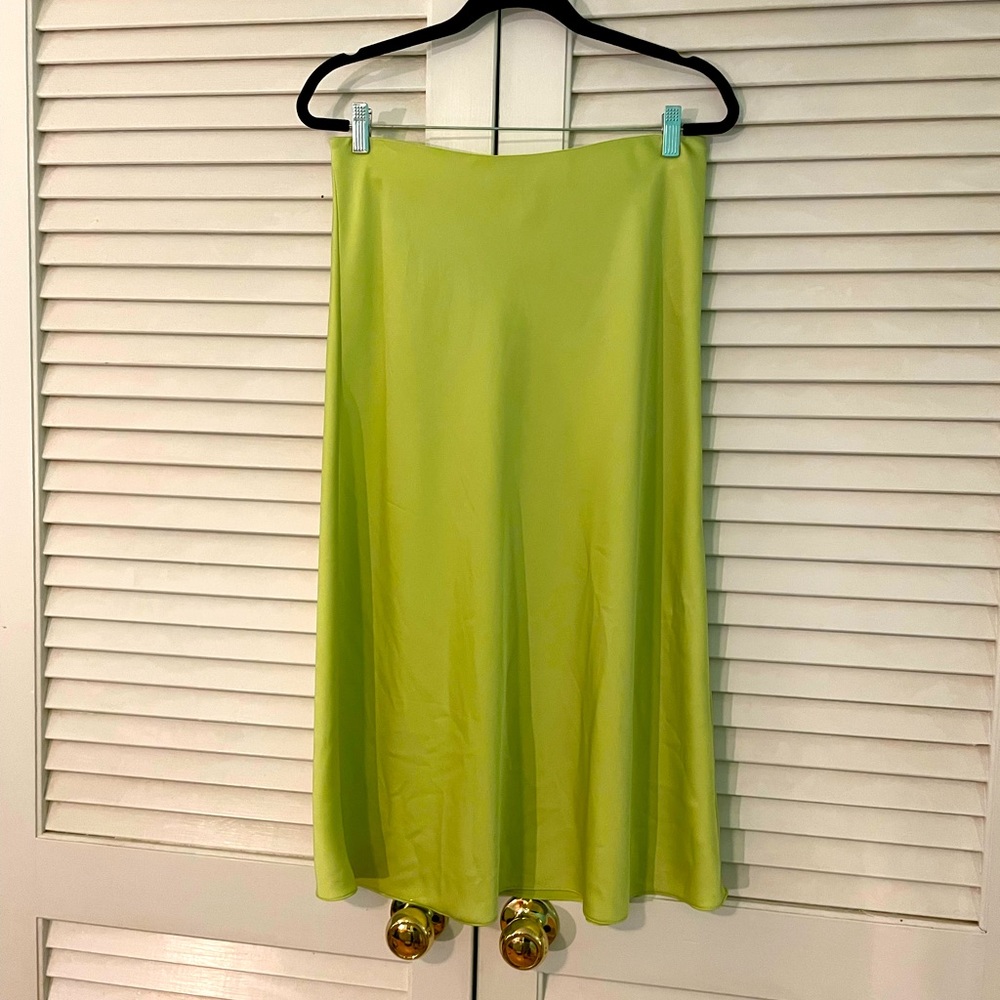 J crew lime green satin skirt